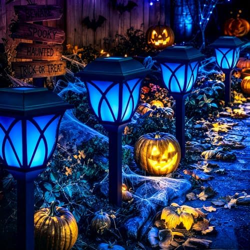 GIGALUMI Solar Halloween Lights Outdoor Decor, Solar Pathway Lights 8 Pack