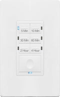 ENERLITES Countdown Timer Switch for Bathroom Exhaust Fan, Wall Light Switch Timer, 5 min – 4 hours, Night Light LED Indicator, Neutral Wire Required, UL Listed, HET06-4H-W, White