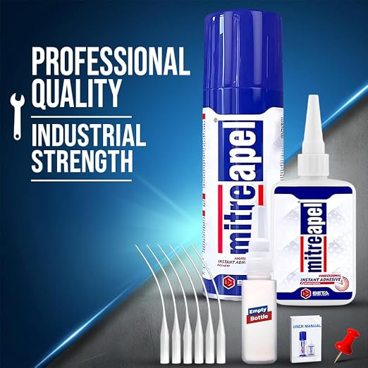MITREAPEL CA Glue with Activator (2x4.5 oz-2x16.9 floz)Instant Bond Professional Cyanoacrylate Adhesive and Super Glue Accelerator for Woodworking ,Ceramic, 3D Printing,Glass, DIY&Craft,Plastic,Repair