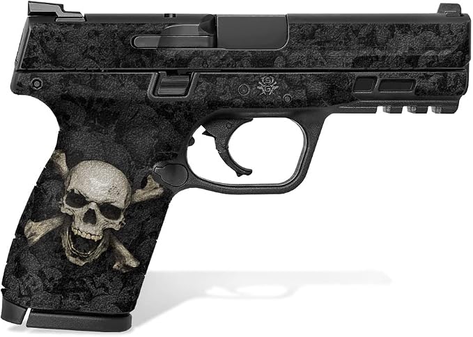 Textured Vinyl Decal Skin Kit for Smith & Wesson M&P M2.0 9mm/.40 4" Compact (Skull & Crossbones)