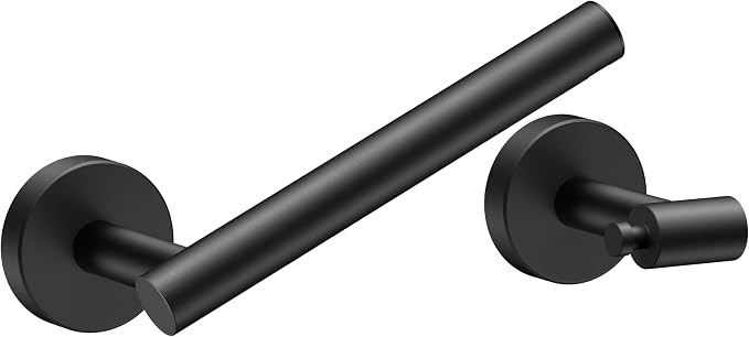 FORIOUS Toilet Paper Holder Wall Mount, Stainless Steel Rustproof Double Post Pivoting Tissue Roll Holder for Bathroom, Commercial Toilet Paper Dispenser (2 Pack, Matte Black)