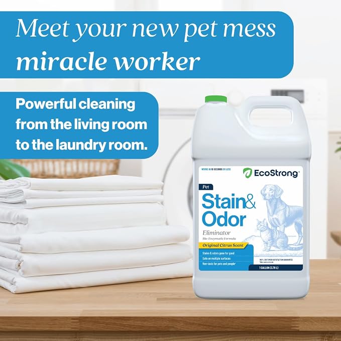 Eco Strong Pet Stain and Odor Remover - Cat Urine Enzyme Cleaner Destroyer, Urine Destroyer for Dogs, Pet Urine Enzyme Cleaner - 128 Oz (Pack of 2)