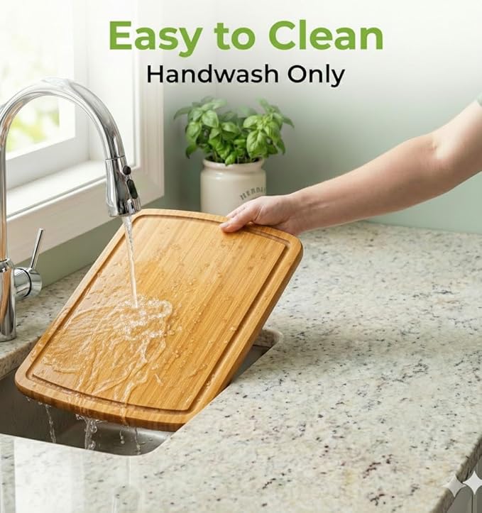 GREENER CHEF 18 Inch Extra Large Bamboo Cutting Board with Lifetime Replacements - Organic Wooden Butcher Block, XL Chopping Board for Kitchen, Meat, Vegetables, and Food Prep