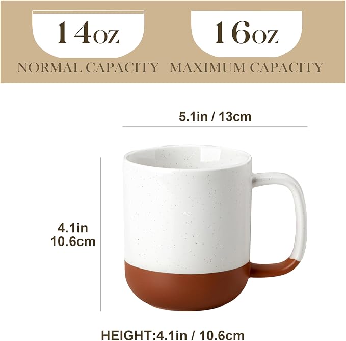 MALACASA Ceramic Coffee Mugs Set of 4, 16oz Coffee Cups, Modern Farmhouse Mugs for Coffee, Latte, Tea, Hot Chocolate, Cappuccino, Milk, Microwave & Dishwasher Safe, Multicolor, Series TARA