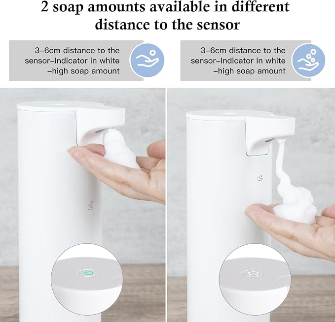 LAOPAO Automatic Soap Dispenser Foaming: Rechargeable Touchless Soap Dispenser Stainless Steel Foam Soap Dispenser for Bathroom Hand Soap Pump for Kitchen Xmas Gift, 9oz, White