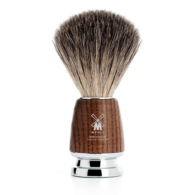 MÜHLE RYTMO Pure Badger Shaving Brush | High-Grade Steamed Resin Handle with Chrome Accents | Luxury Shave Accessory for Men