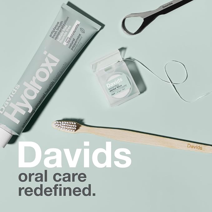 Davids Nano Hydroxyapatite Whitening Enamel Health SLS Free Peppermint 4oz | Fluoride Free, Remineralizing, Antiplaque, Fresh Breath, Made in USA, Nano-Hydroxyapatite Toothpaste, Davids Hydroxi