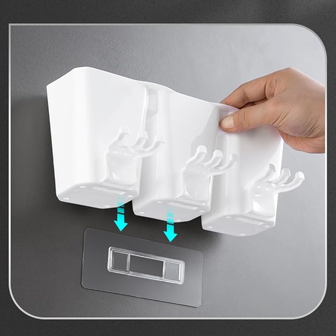 Toothbrush Rack Wall-Mounted Electric Toothbrush Holder Black and White Shaver Holder Bathroom Toothbrush Storage Box Without Punching Bathroom Toothbrush Holder(L31cm)