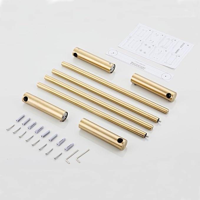 Towel Racks for Bathroom, NEWRAIN Wall Mounted Stainless Steel Organizer, Brushed Gold Rolled Towel Storage Wall-Mounted Bath Towel Holder for Folded Large Towel Washcloths