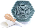 The Grate Plate 3 Piece Handmade Ceramic Garlic Grater Set - Grater, Peeler, Brush