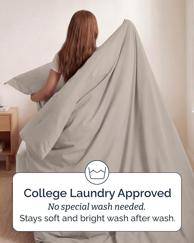 Duvet Cover Twin/Twin XL Size Set - Extra Soft Twin/Twin XL Duvet Cover 68" x 90" with 1 Pillow Sham for Women, Men, Kids & Teens - Comfy, Easy-Care & Fade Free w/ Zipper Closures & Ties (Light Grey)