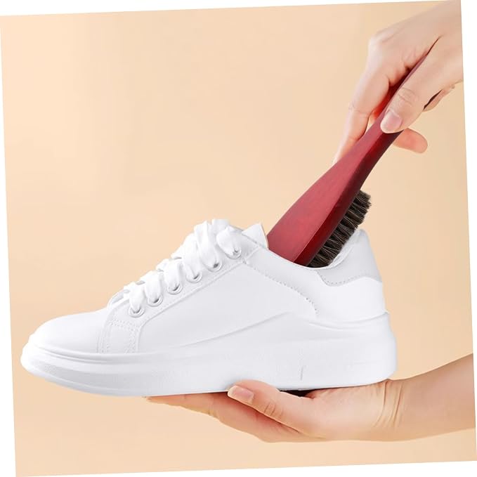 NOLITOY Shoe Cleaner Brush Handle Horsehair Cleaning Tool for Shoes Boots and Handbags Dust Removal and Polishing Brush