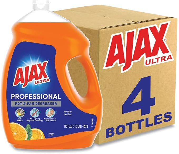 Ajax Ultra Professional Antibacterial Pot & Pan Dish Soap, Orange Scent, 145 fl. oz. (1.13 gal.), 4/Pack (61034313CT)