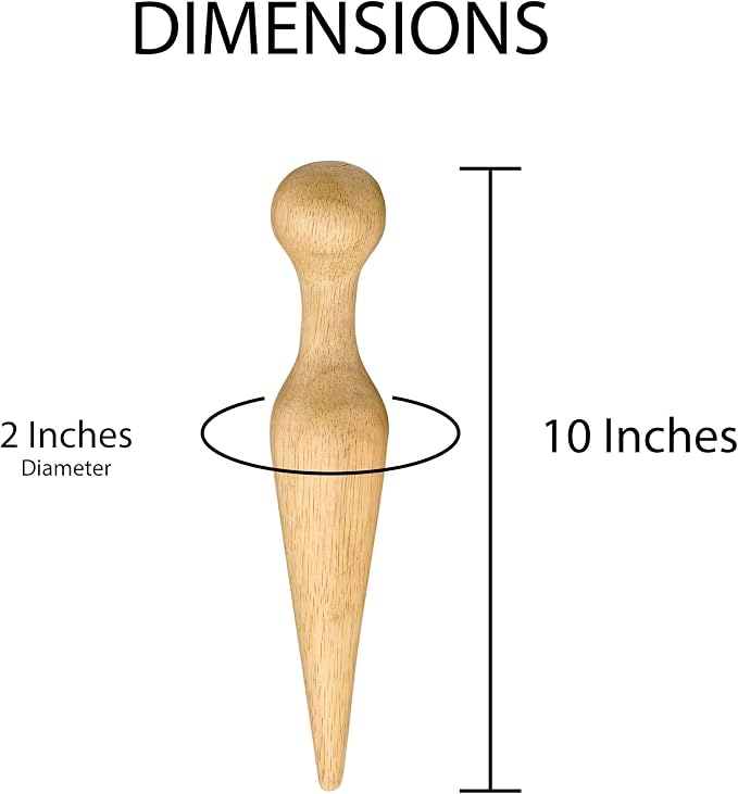 HIC Kitchen Wooden Pestle for Chinois, Hardwood, Cone-Shaped, For Purees, Sauces, Soups, Jams, And More, 8-Inches
