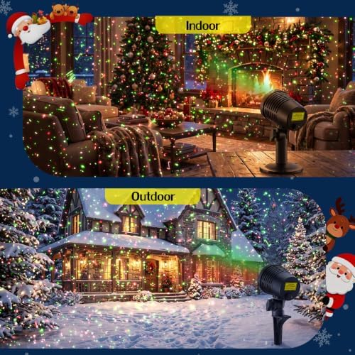 Christmas Projector Lights Outdoor, Red and Green Moving Holiday Light with Remote Show for House, Yard, Garden, Patio and Christmas Decorations