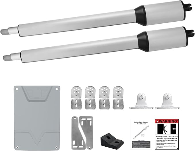 X X-HOUSE PKM-C05 Automatic Gate Opener Kit with Remote Control Kit for Light to Medium Duty Dual Swing Gates, Motor Electric Gate Opener for Dual Swing Gates up to 770 lbs per Arm AC Powered