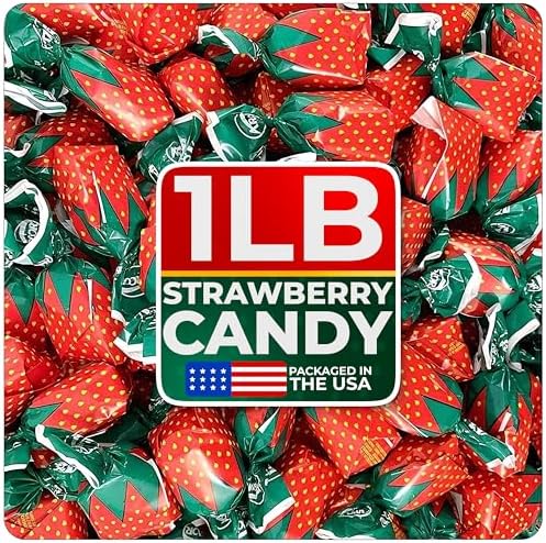 Strawberry Hard Candy Individually Wrapped by Cambie - 1 lbs of Hard Candy