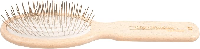 Chris Christensen 20 mm Oval Pin Dog Brush, Original Series, Groom Like a Professional, Stainless Steel Pins, Lightweight Beech Wood Body, Ground and Polished Tips