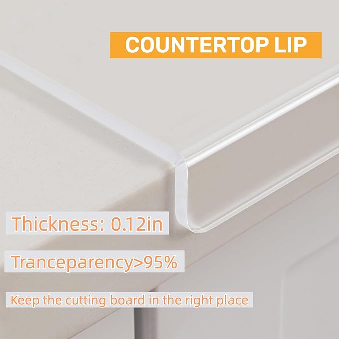 Acrylic cutting board with counter lip, 24 x 18 clear cutting board for countertop, one of the game-changing kitchen essentials, the non-slip cutting boards for kitchen by Moooope (Clear, X-Large)