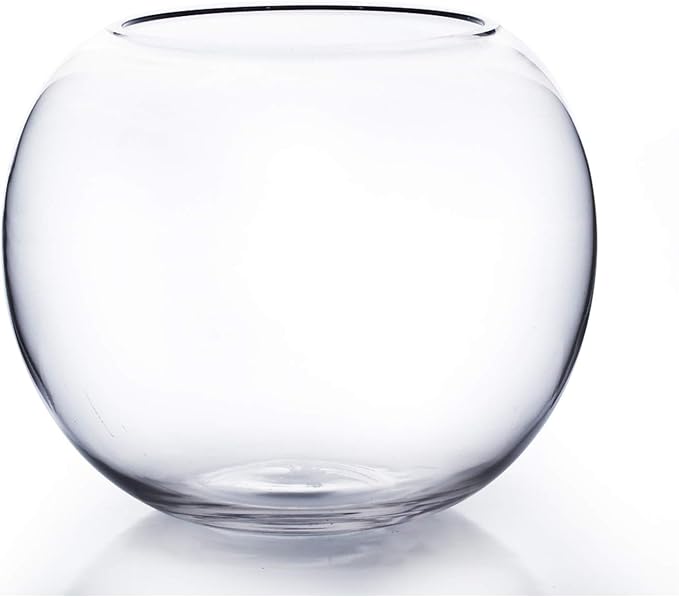 WGV Bowl Glass Vase, Diameter 10", Height 8", Open Width 6", (Multiple Sizes Choices) Clear Bubble Planter Terrarium Fish Bowl for Wedding Event Home Decor, 1 Piece (VBW0010)