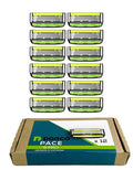 DORCO Pace 6 Pro - Six Blade Razor System with Trimmer - 12 Pack Refill (No Handle)