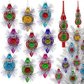 Yinder 10 Pcs Retro Christmas Glass Treetop Ornament, Finial, Multicolor