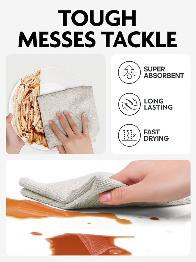 Fantasticlean Microfiber Cleaning Cloth Roll -75 Pack, Tear Away Microfiber Towels, 12" x 12", Reusable, Washable, Scratch Free, Ultra Absorbent Dishcloth for All-Around Cleaning Supplies (Cool Grey)