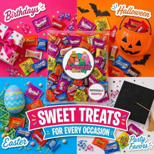 Chocolate and Candy Party Favor Candy Mix - 15 lb Pinata Stuffers Candy Bulk - Goodie Bag Stuffers for Kids Party Favors - Chocolate Candy Variety Pack Bulk - Bulk Candy Individually Wrapped Candies - July 4th - Cold Pack Included