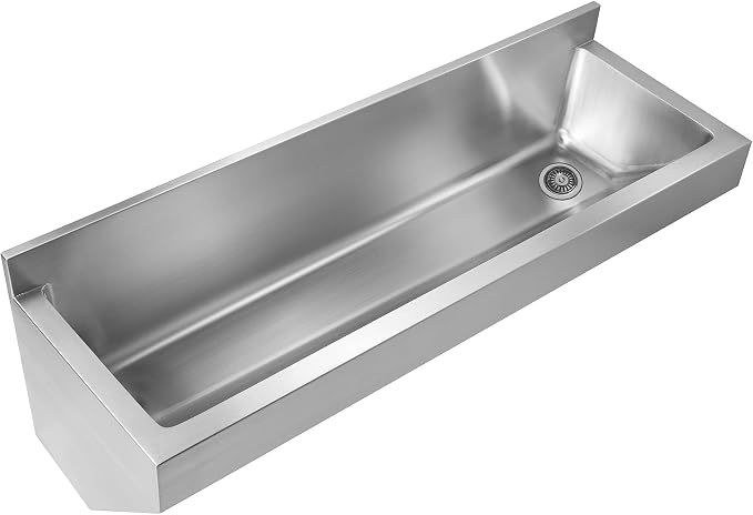 Whitehaus WHNC4513L-BSS Noah'S Collection 47 1/4-Inch Commercial Wall Hung Laundry-Scrub Sink, Brushed Stainless Steel