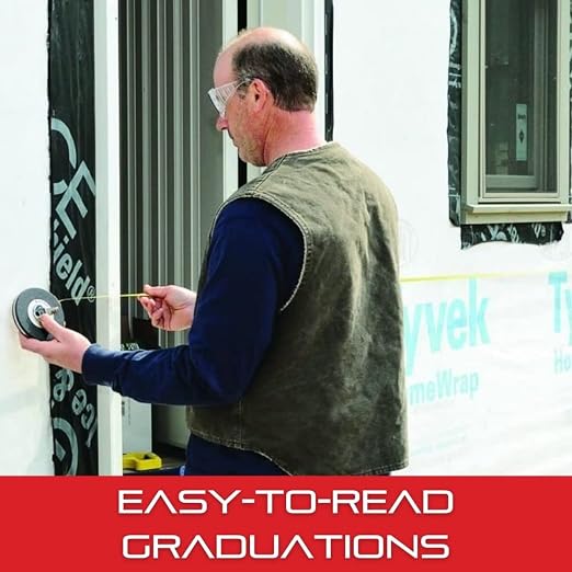 Starrett Closed Reel Long Line Tape with Nylon Rollers, Rewind Mechanism, and Folding Hook Ring - 30m Length, 3/8" Width, 1mm Graduation, L8 Graduation Style Number - 530-30CM