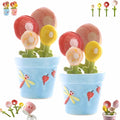 5pcs Ceramic Flower Pot Measuring Spoons and Cup Set, Cute Measuring Cups and Spoons Set for Milk Powder Sugar Salt Wet Dry Ingredients(Blue2set)