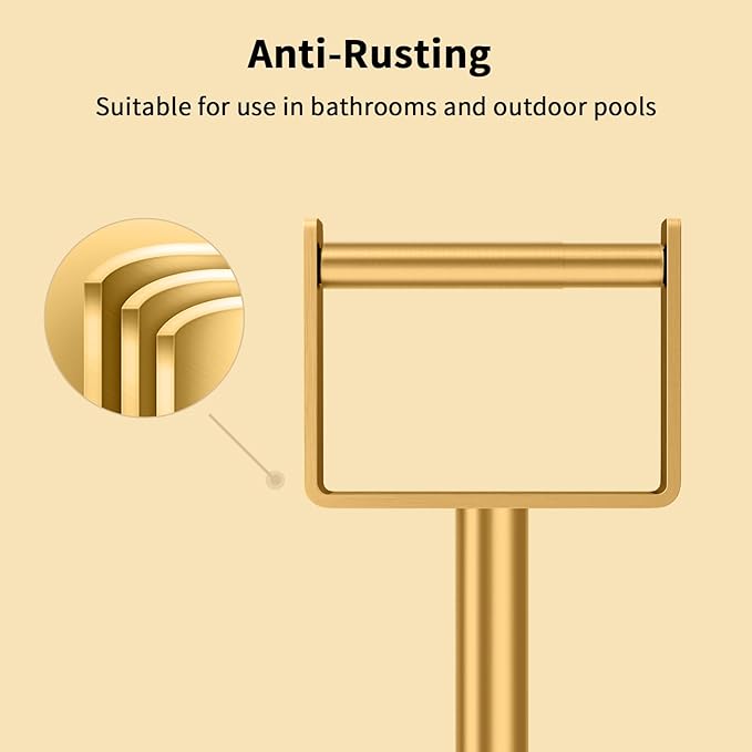 YUMORE Toilet Paper Holder Free Standing, Stainless Steel Toilet Paper Stand, Weighted Base Floor Tissue Roll Holder for Bathroom,Gold 200UP