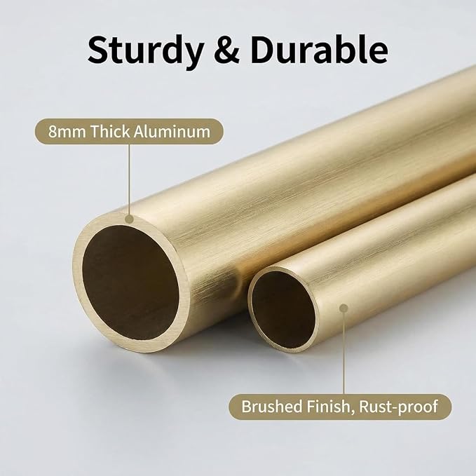 Bookshelf Rail Brushed Gold Aluminum Alloy Rust Resistant Bookshelf Safety Fence for Kitchen Bathroom Cabinet Wall Mount Simple Style 2 Pack (Gold, 30in)