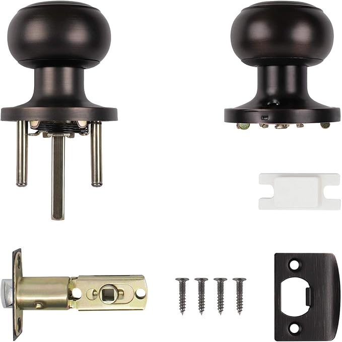 Probrico Door Knobs Interior, Closet Door Knobs Handles, Oil Rubbed Bronze, Passage Function Keyless, 3 Pack