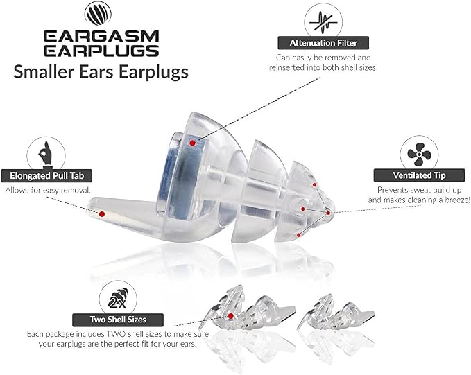 Eargasm Smaller Ears Blue Earplugs for Concerts, Festivals, Musicians, Night-Life, Motorcycle Hearing Protection - Reusable Ear Plugs for Small Ear Canals, High Fidelity Noise Reduction up to 21 dB