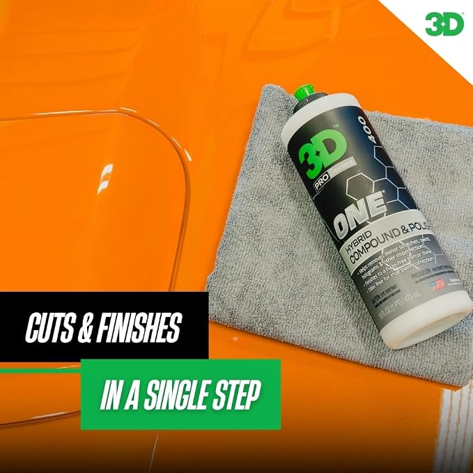 3D One Car Scratch & Swirl Remover Hybrid Rubbing Compound & Polish Buffing Compound for True Paint Correction 32oz Made in USA