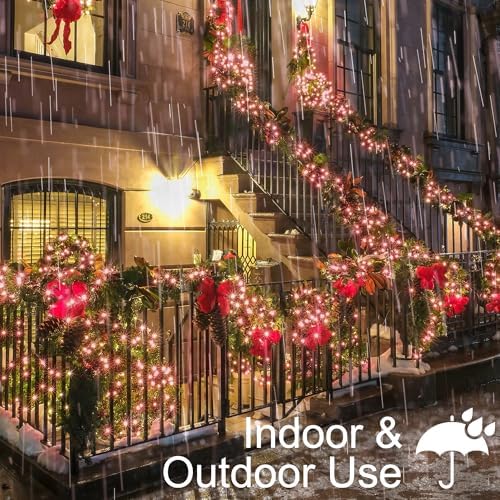 BrizLabs Pink Christmas Lights, 69.6ft 300 Count Incandescent String Lights