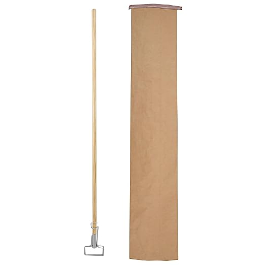 Boardwalk BWK609 Spring Grip Metal Head Mop Handle for Most Mop Heads, 60" Wood Handle