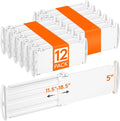 Lifewit 5" High 12 Pack Drawer Dividers, 11.5"-18.5" Adjustable Deep Drawer Organizer Clothes, Expandable White Plastic Separators for Dresser, Kitchen, Cabinet, Nursery, Office Organization & Storage