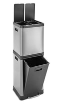 HOLDN’ STORAGE 36L Triple-Compartment Trash & Recycling Bin for Kitchen, Multi-Access Opening, Odor Control, Stainless Steel, 3 Trash Bag Rolls Included