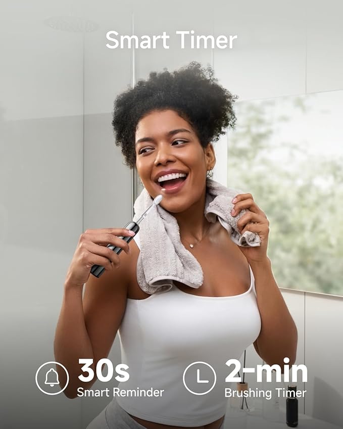 Laifen Wave Pro Sonic Electric Toothbrush for Adults – 2026 Model, 60° Oscillations for Ultra-Clean, Smart App, 70-Day Battery, 2 Brush Heads (Stainless Steel)