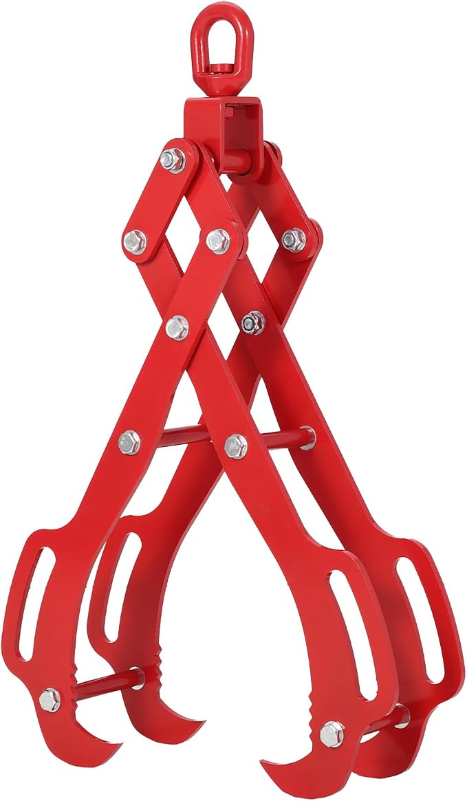 GarveeLife 28 in Log Lifting Tongs with 4 Claw Timber, 360°Swivel Dragging, Heavy Duty Logging Grabbler, Anti-Slip Wooden Tongs, Steel Log Lifting Tongs for Tractors, Skidders, Firewood, Lumber | 360°Swivel Dragging, Anti-Slip Wooden Tongs, Steel Log L...