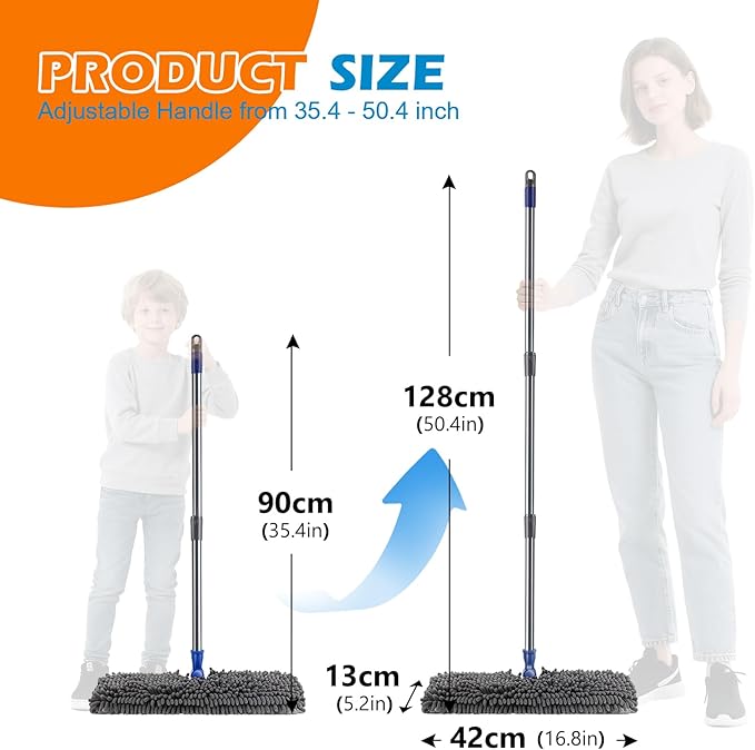 Masthome Dual Sided Flip Mop, Wet Dry Microfiber Dust Mop with 4 Pads & Scraper, 360° Swivel for Hardwood, Laminate, Tile, Pet Hair Cleaning
