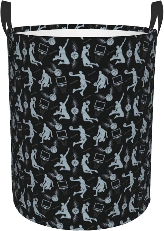 Basketball Net Dribble Jump Shot Laundry Hamper Laundry Basket Circular Hamper Dirty Clothes Storage with Handles