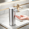 Automatic Liquid Soap Dispenser Touchless: Stainless Steel Hand Soap Dispenser Auto - Free Touch Electric Soap Dispenser Rechargeable with Sensor for Kitchen, Bathroom, Commercial (Silver)