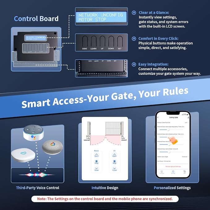 TOPENS XD552S Smart Gate Opener for Medium Duty Solar Dual Swing Gates Up to 18ft per Arm, Automatic Gate Opener with App Control AC Powered Remote Control Kit Solar Panel Included