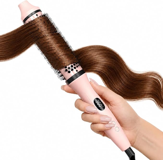 Bopcal Dual Voltage Thermal Brush, 1.5" Heated Round Brush for Smooth Blowout Look, Hot Brush for Volume, Soft Curls & Polished Ends, Negative Ions, 6 Heat Settings, Auto Shut-Off