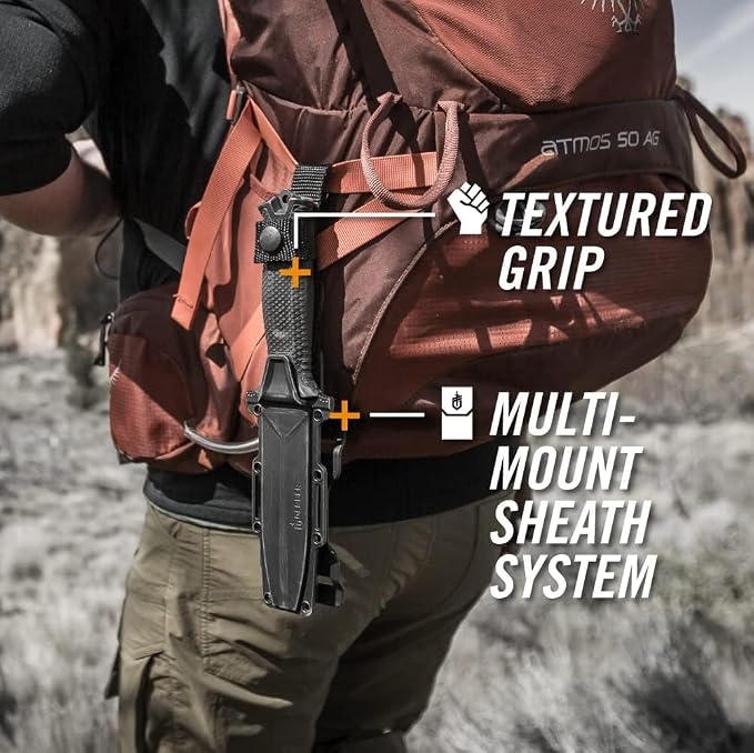 Gerber Gear StrongArm - Fixed-Blade Camping & Hunting Knife with Striking Pommel & Sheath - Premium Survival Gear - Made in USA - Coyote Brown, Serrated Edge
