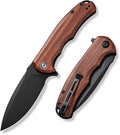 CIVIVI Praxis Folding Pocket Knife, 3.75" Blade Wood Handle C803H | Full-size, Smooth Action, Comfortable Grip, Liner Lock, Deep Carry Reversible Clip for EDC