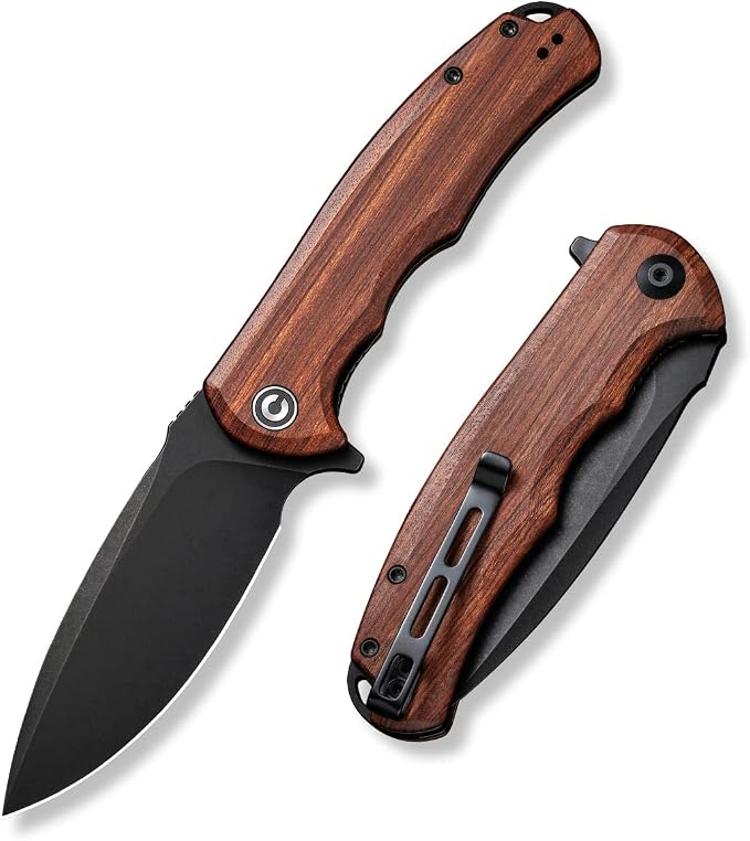 CIVIVI Praxis Folding Pocket Knife, 3.75" Blade Wood Handle C803H | Full-size, Smooth Action, Comfortable Grip, Liner Lock, Deep Carry Reversible Clip for EDC